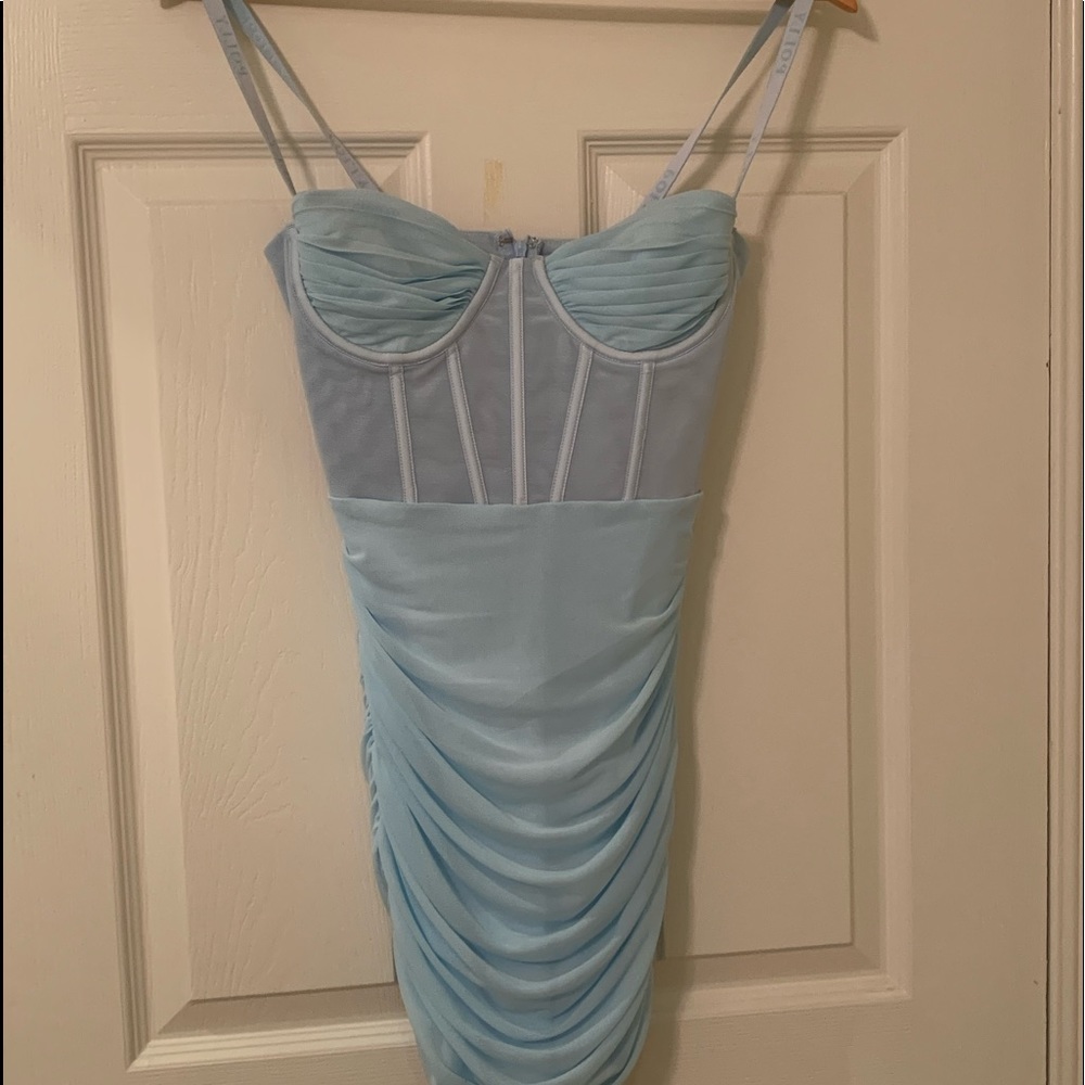 Light blue adorable princess poly corset mini dress